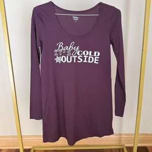 'Baby It's Cold Outside' Bump in the Night Maternity Nightgown Cotton Size S